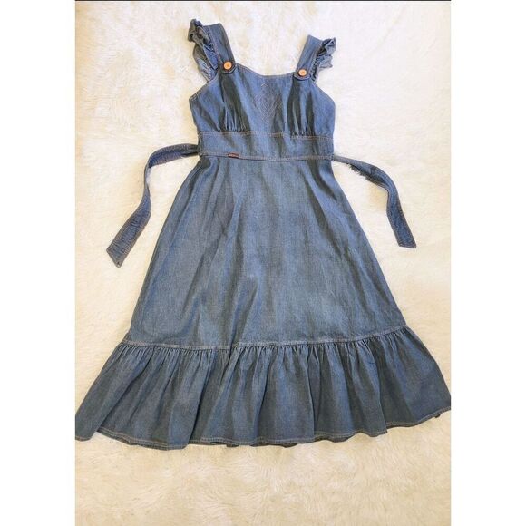 Vintage French Denim Dress - Picture 2 of 11